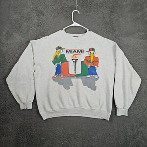 Vintage Miami Hurricanes Sebastian Ibis Sweatshirt Gray Mens XL 90s U